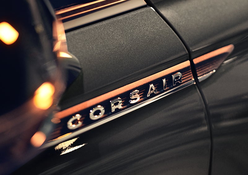 The stylish chrome badge reading “CORSAIR” is shown on the exterior of the vehicle. | Ted Russell Lincoln in Knoxville TN