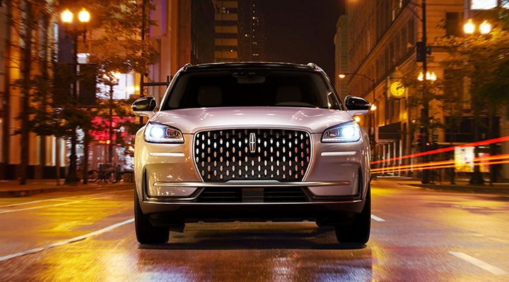 The striking grille of a 2024 Lincoln Corsair® SUV is shown. | Ted Russell Lincoln in Knoxville TN