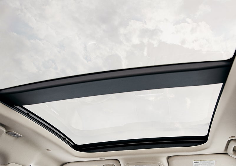 The available panoramic Vista Roof® is shown from inside a 2024 Lincoln Corsair® SUV. | Ted Russell Lincoln in Knoxville TN